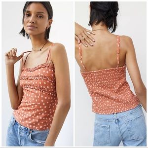 Bl-nk peach and white polka dot tank top - size M